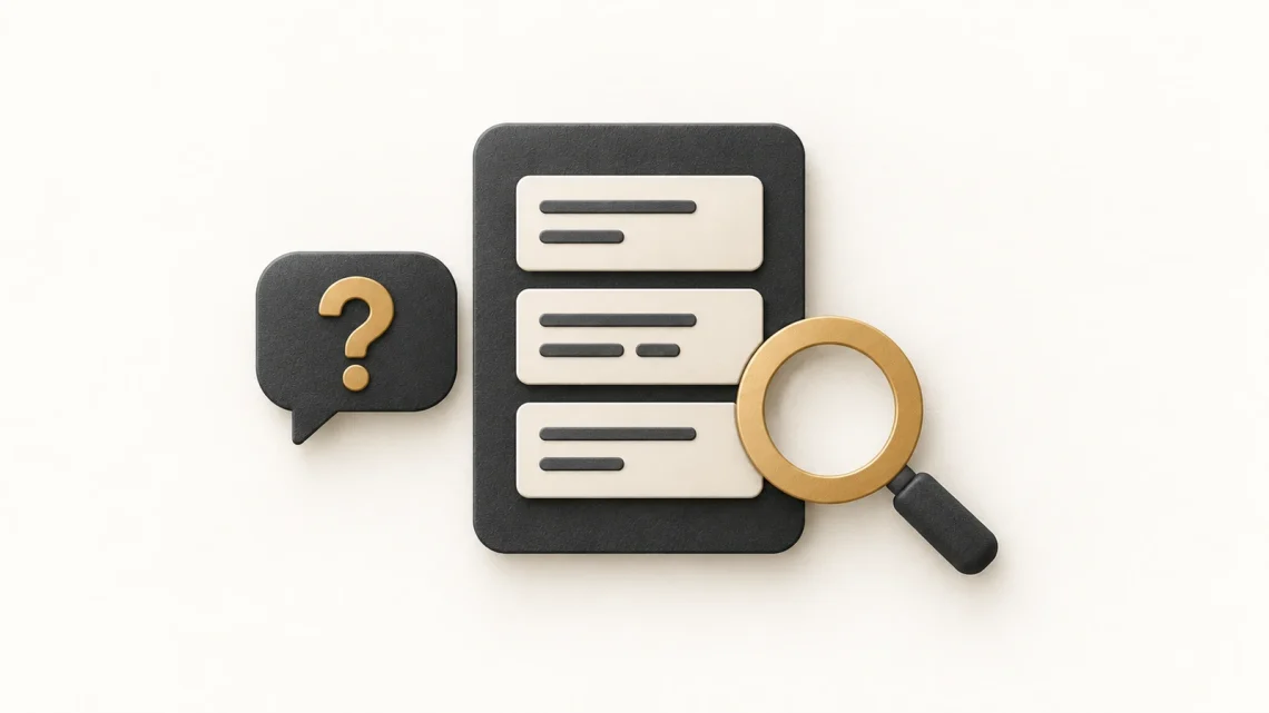 A charcoal backlog board beside a magnifying glass and question bubble.