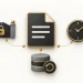 A file icon connected to a stopped access gate, an expiry clock and a layered storage symbol.